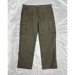 Smith's Workwear Mens Fleece Lined Canvas Cargo Pants Brown 40x32 Heavy Flex